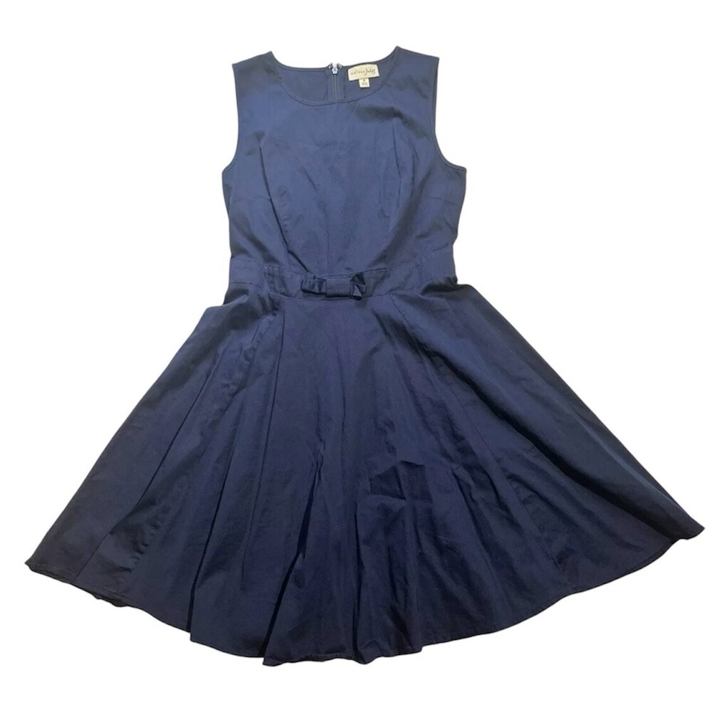 Maison Jules Dress Womens Blue Fit Flare A-LIne Sleeveless Pleated Size 2
